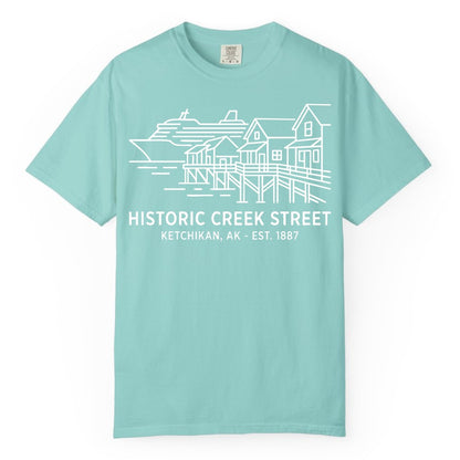 Ketchikan Creek Street Shirt - Alaska Cruise Souvenir Apparel (Comfort Color) in Chalky Mint - Ketchikan Creek Street Alaska Waterfront and Cruise Ship Shirt