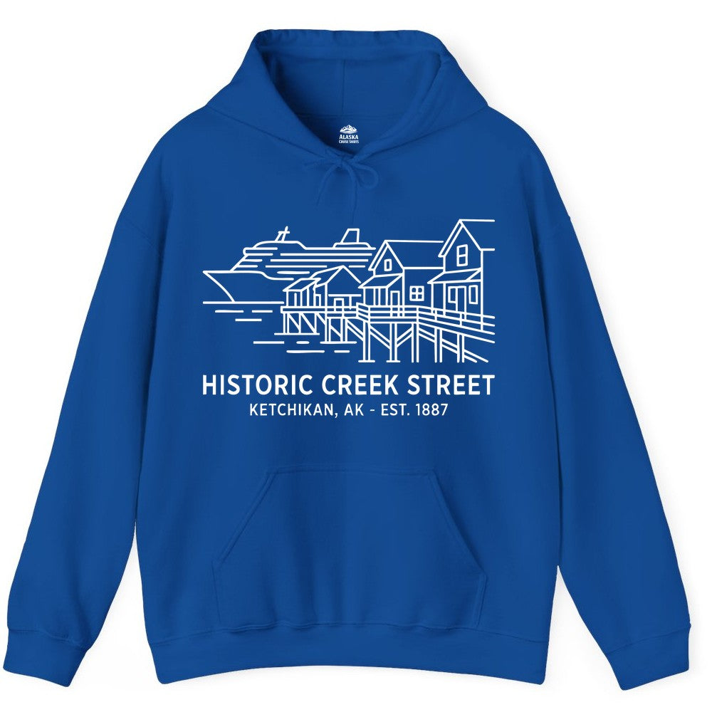 Ketchikan Creek Street Shirt - Alaska Cruise Souvenir Apparel (Hoodie) in Royal - Ketchikan Creek Street Alaska Waterfront and Cruise Ship Shirt