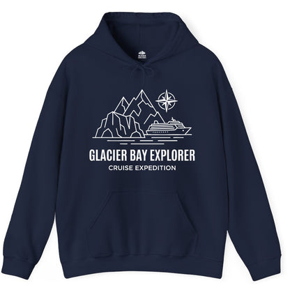 Glacier Bay cruise shirt - Alaska cruise apparel with mountains (Hoodie) in Navy - Glacier Bay Alaska Cruise Shirt - Mountains Compass Adventure Line Art