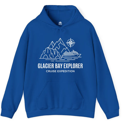 Glacier Bay cruise shirt - Alaska cruise apparel with mountains (Hoodie) in Royal - Glacier Bay Alaska Cruise Shirt - Mountains Compass Adventure Line Art