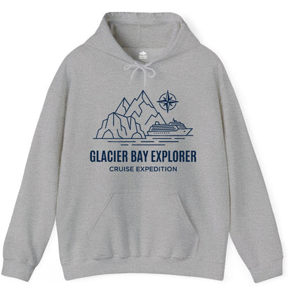 Glacier Bay cruise shirt - Alaska cruise apparel with mountains (Hoodie) in Sport Grey - Glacier Bay Alaska Cruise Shirt - Mountains Compass Adventure Line Art