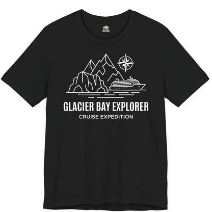 Glacier Bay cruise shirt - Alaska cruise apparel with mountains (Premium Tee) in Black - Glacier Bay Alaska Cruise Shirt - Mountains Compass Adventure Line Art