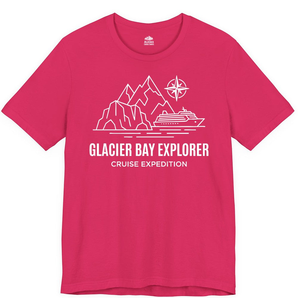 Glacier Bay cruise shirt - Alaska cruise apparel with mountains (Premium Tee) in Fuchsia - Glacier Bay Alaska Cruise Shirt - Mountains Compass Adventure Line Art