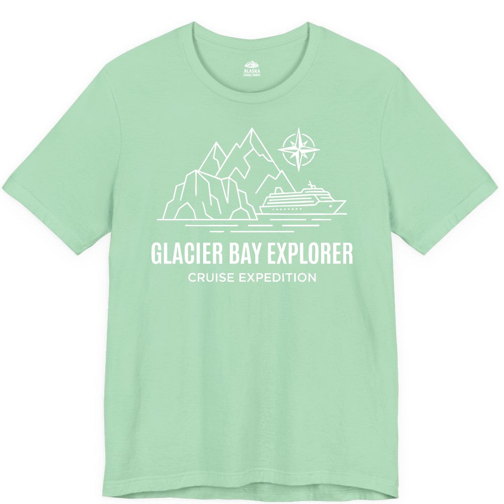Glacier Bay cruise shirt - Alaska cruise apparel with mountains (Premium Tee) in Mint - Glacier Bay Alaska Cruise Shirt - Mountains Compass Adventure Line Art