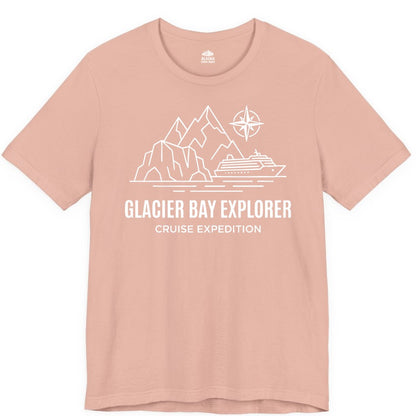 Glacier Bay cruise shirt - Alaska cruise apparel with mountains (Premium Tee) in Peach - Glacier Bay Alaska Cruise Shirt - Mountains Compass Adventure Line Art