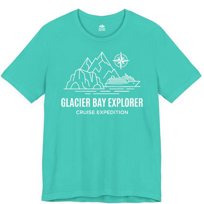 Glacier Bay cruise shirt - Alaska cruise apparel with mountains (Premium Tee) in Teal - Glacier Bay Alaska Cruise Shirt - Mountains Compass Adventure Line Art