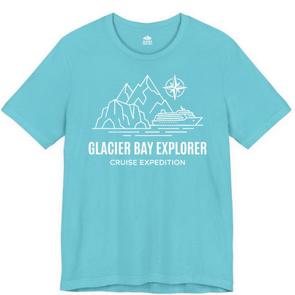 Glacier Bay cruise shirt - Alaska cruise apparel with mountains (Premium Tee) in Turquoise - Glacier Bay Alaska Cruise Shirt - Mountains Compass Adventure Line Art