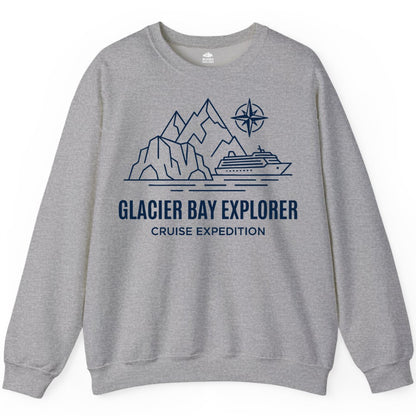 Glacier Bay cruise shirt - Alaska cruise apparel with mountains (Sweatshirt) in Sport Grey - Glacier Bay Alaska Cruise Shirt - Mountains Compass Adventure Line Art