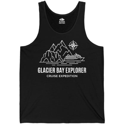 Glacier Bay cruise shirt - Alaska cruise apparel with mountains (Tank Top) in Black - Glacier Bay Alaska Cruise Shirt - Mountains Compass Adventure Line Art