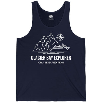 Glacier Bay cruise shirt - Alaska cruise apparel with mountains (Tank Top) in Navy - Glacier Bay Alaska Cruise Shirt - Mountains Compass Adventure Line Art