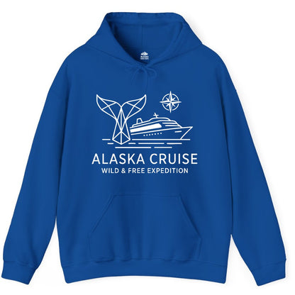 Alaska cruise shirt - Whale Tail Geometric Design Adventure Apparel (Hoodie) in Royal - Alaska Cruise Shirt - Geometric Whale Tail Compass Line Art Design