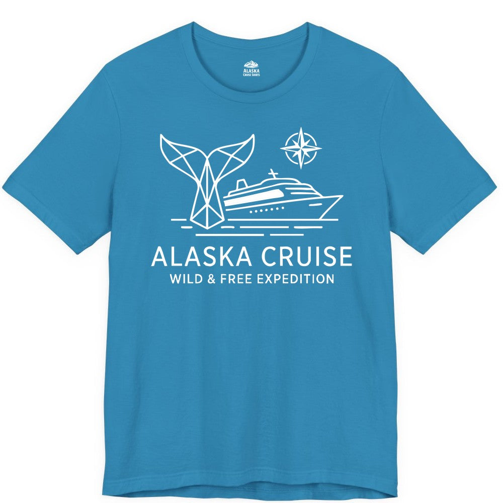 Alaska cruise shirt - Whale Tail Geometric Design Adventure Apparel (Premium Tee) in Aqua - Alaska Cruise Shirt - Geometric Whale Tail Compass Line Art Design