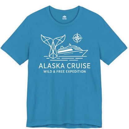 Alaska cruise shirt - Whale Tail Geometric Design Adventure Apparel (Premium Tee) in Aqua - Alaska Cruise Shirt - Geometric Whale Tail Compass Line Art Design