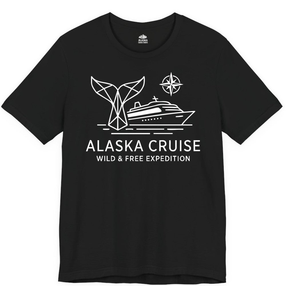 Alaska cruise shirt - Whale Tail Geometric Design Adventure Apparel (Premium Tee) in Black - Alaska Cruise Shirt - Geometric Whale Tail Compass Line Art Design