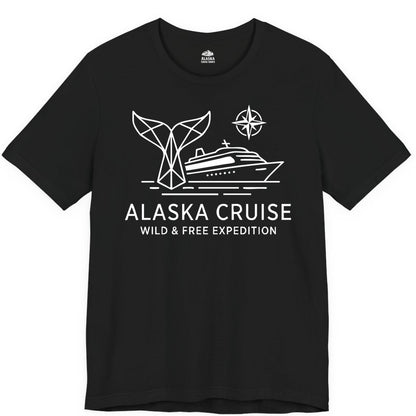 Alaska cruise shirt - Whale Tail Geometric Design Adventure Apparel (Premium Tee) in Black - Alaska Cruise Shirt - Geometric Whale Tail Compass Line Art Design