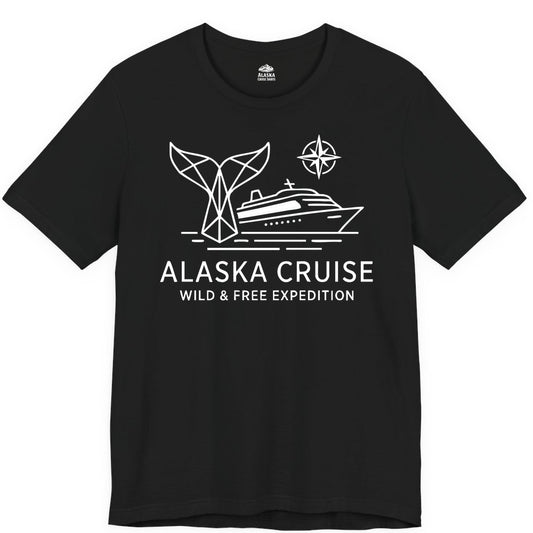 Alaska cruise shirt - Whale Tail Geometric Design Adventure Apparel (Premium Tee) in Black - Alaska Cruise Shirt - Geometric Whale Tail Compass Line Art Design