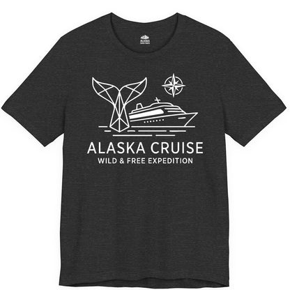 Alaska cruise shirt - Whale Tail Geometric Design Adventure Apparel (Premium Tee) in Dark Grey Heather - Alaska Cruise Shirt - Geometric Whale Tail Compass Line Art Design