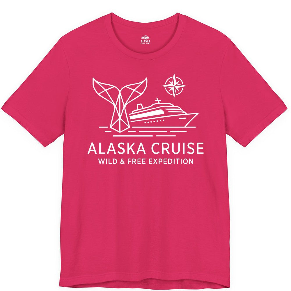 Alaska cruise shirt - Whale Tail Geometric Design Adventure Apparel (Premium Tee) in Fuchsia - Alaska Cruise Shirt - Geometric Whale Tail Compass Line Art Design