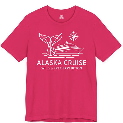 Alaska cruise shirt - Whale Tail Geometric Design Adventure Apparel (Premium Tee) in Fuchsia - Alaska Cruise Shirt - Geometric Whale Tail Compass Line Art Design