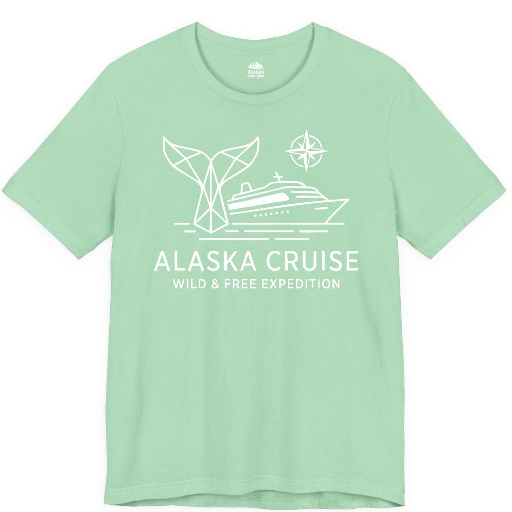 Alaska cruise shirt - Whale Tail Geometric Design Adventure Apparel (Premium Tee) in Mint - Alaska Cruise Shirt - Geometric Whale Tail Compass Line Art Design