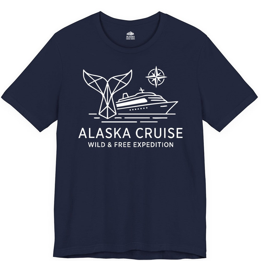 Alaska cruise shirt - Whale Tail Geometric Design Adventure Apparel (Premium Tee) in Navy - Alaska Cruise Shirt - Geometric Whale Tail Compass Line Art Design