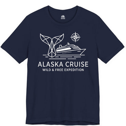 Alaska cruise shirt - Whale Tail Geometric Design Adventure Apparel (Premium Tee) in Navy - Alaska Cruise Shirt - Geometric Whale Tail Compass Line Art Design