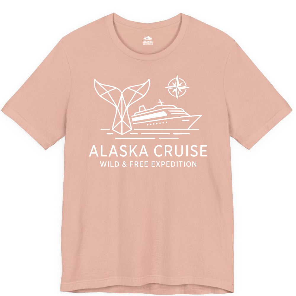 Alaska cruise shirt - Whale Tail Geometric Design Adventure Apparel (Premium Tee) in Peach - Alaska Cruise Shirt - Geometric Whale Tail Compass Line Art Design