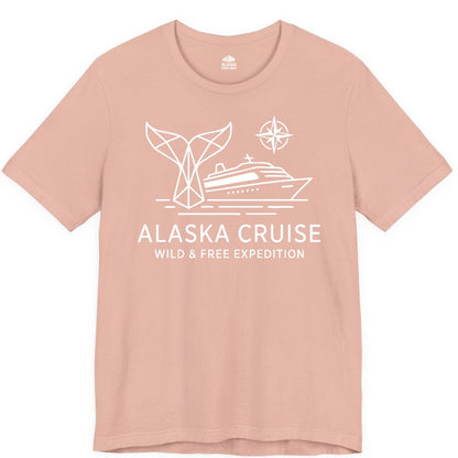 Alaska cruise shirt - Whale Tail Geometric Design Adventure Apparel (Premium Tee) in Peach - Alaska Cruise Shirt - Geometric Whale Tail Compass Line Art Design