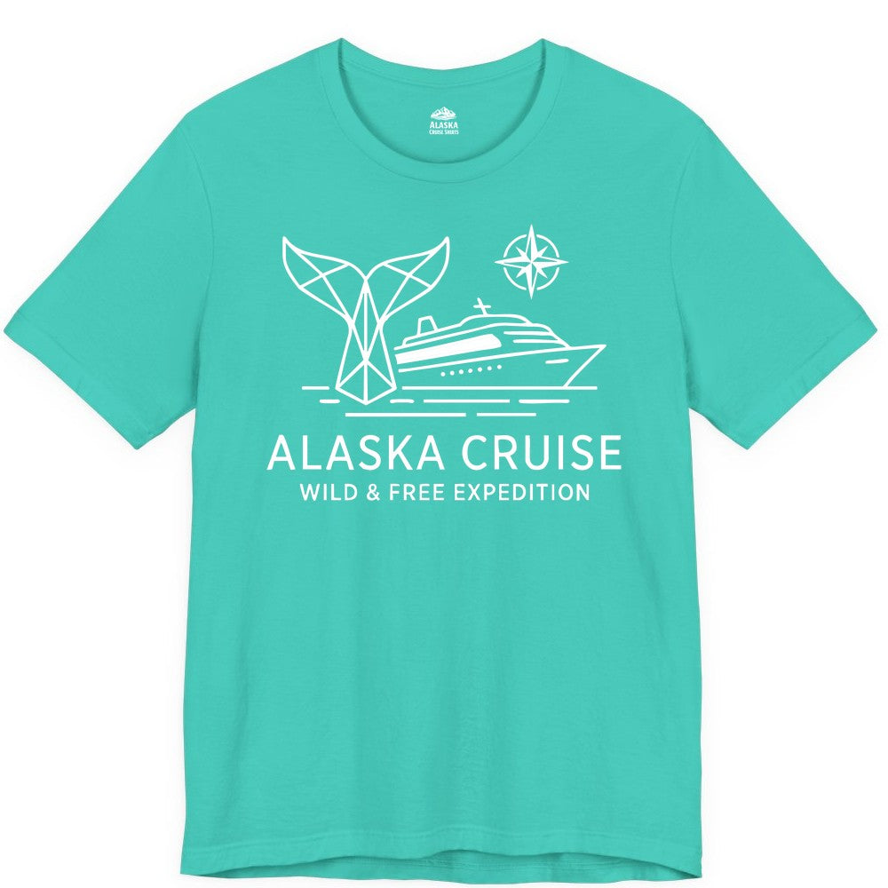 Alaska cruise shirt - Whale Tail Geometric Design Adventure Apparel (Premium Tee) in Teal - Alaska Cruise Shirt - Geometric Whale Tail Compass Line Art Design