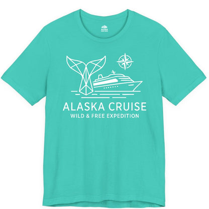 Alaska cruise shirt - Whale Tail Geometric Design Adventure Apparel (Premium Tee) in Teal - Alaska Cruise Shirt - Geometric Whale Tail Compass Line Art Design