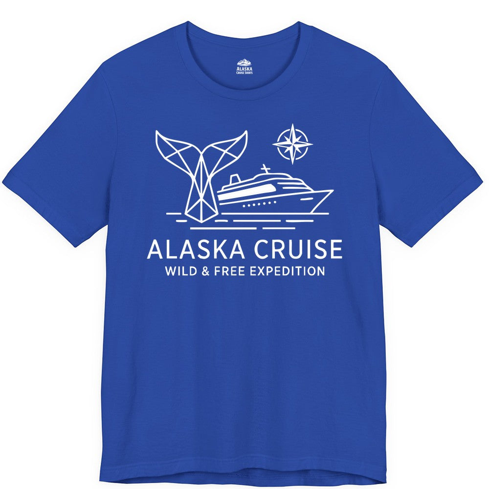 Alaska cruise shirt - Whale Tail Geometric Design Adventure Apparel (Premium Tee) in True Royal - Alaska Cruise Shirt - Geometric Whale Tail Compass Line Art Design