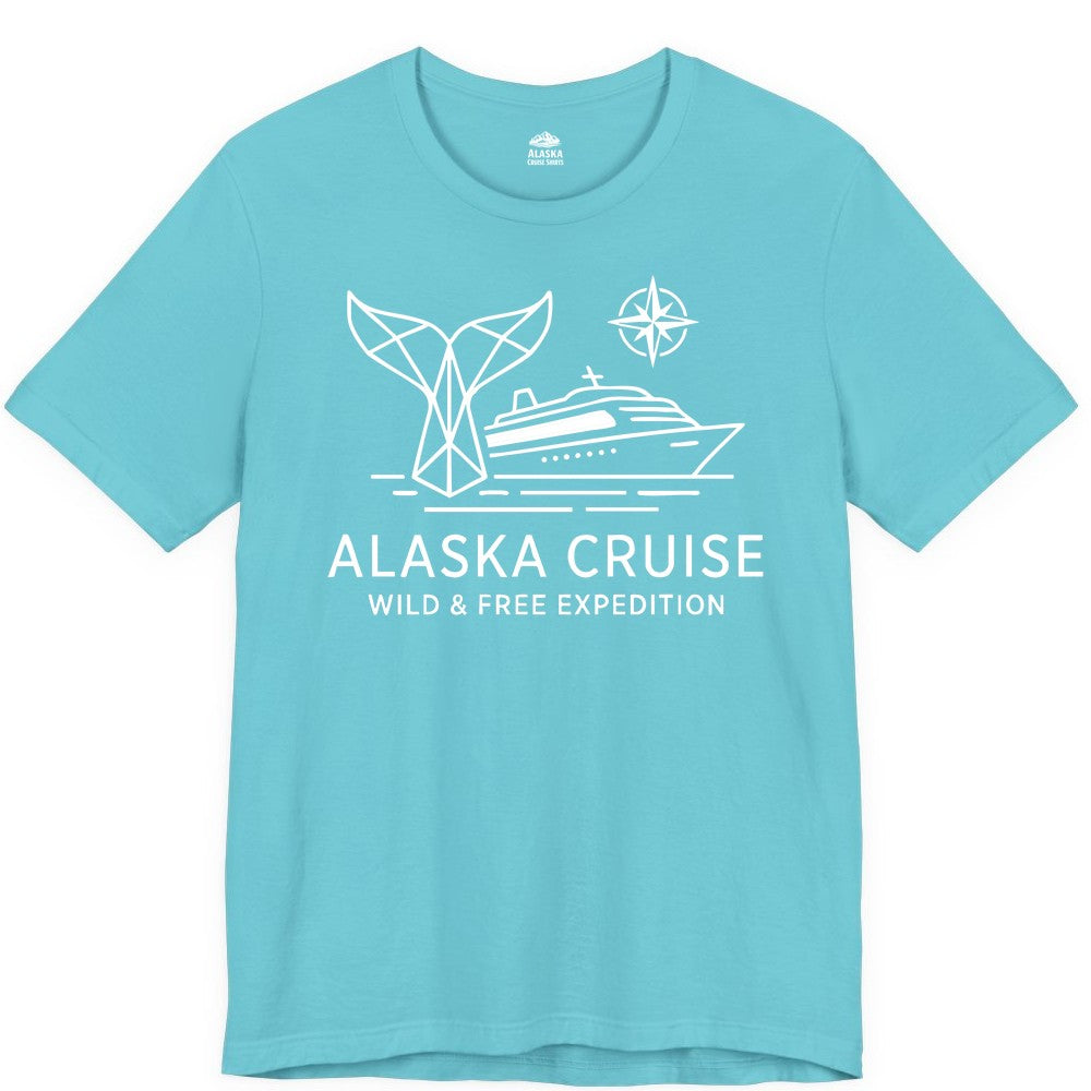Alaska cruise shirt - Whale Tail Geometric Design Adventure Apparel (Premium Tee) in Turquoise - Alaska Cruise Shirt - Geometric Whale Tail Compass Line Art Design