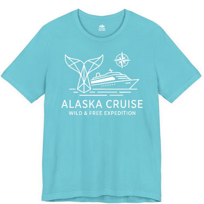Alaska cruise shirt - Whale Tail Geometric Design Adventure Apparel (Premium Tee) in Turquoise - Alaska Cruise Shirt - Geometric Whale Tail Compass Line Art Design