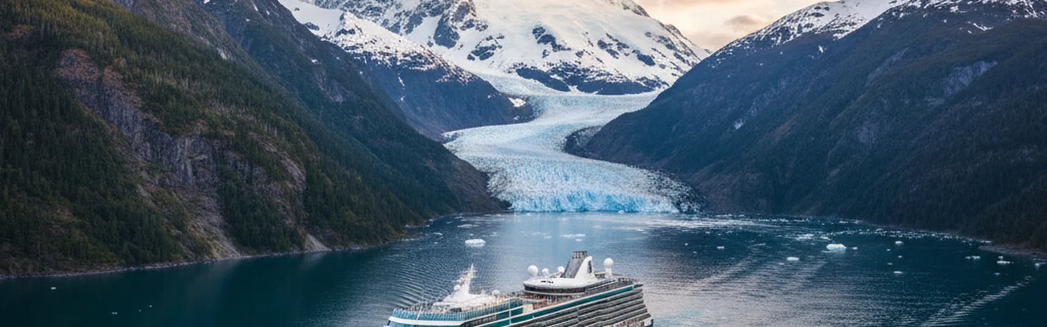 Alaska cruise ship sailing through glacier fjord — Press Releases