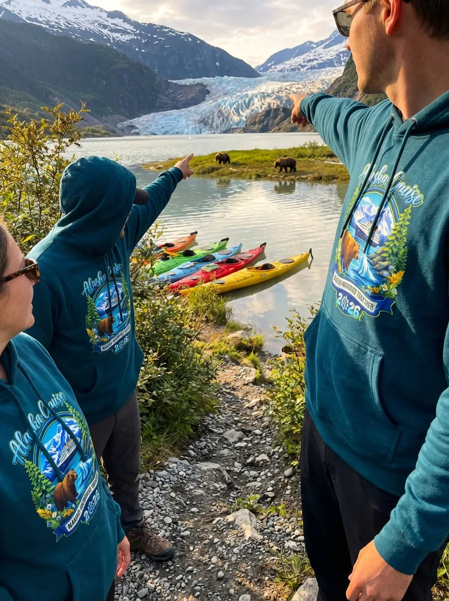 Lifestyle View — Alaska Cruise 2026 Family hoodie - Bear Ship Mountains Nature Scene — Hoodie