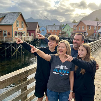 Lifestyle View — Alaska Cruise 2026 Shirt - Ship Mountains Anchor Family Adventure Tee — V-Neck