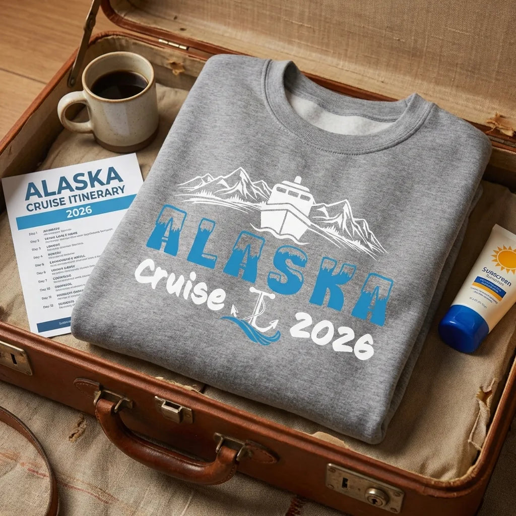 Lifestyle View — Alaska Cruise 2026 Shirt - Ship Mountains Anchor Family Adventure Tee — Long Sleeve