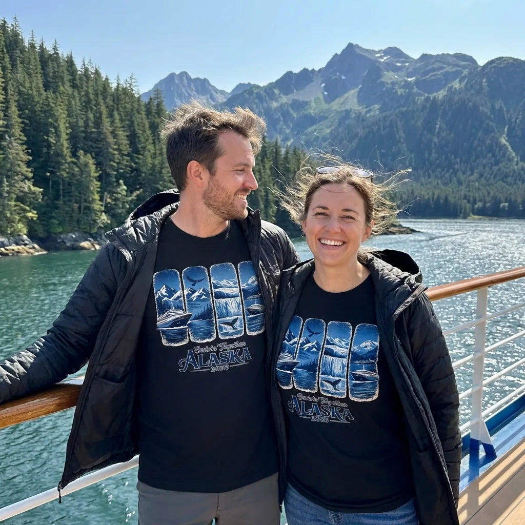 Lifestyle View — Alaska Cruise Adventure Shirt - Wildlife Scenic Mountains Vintage 2026 — T-Shirt