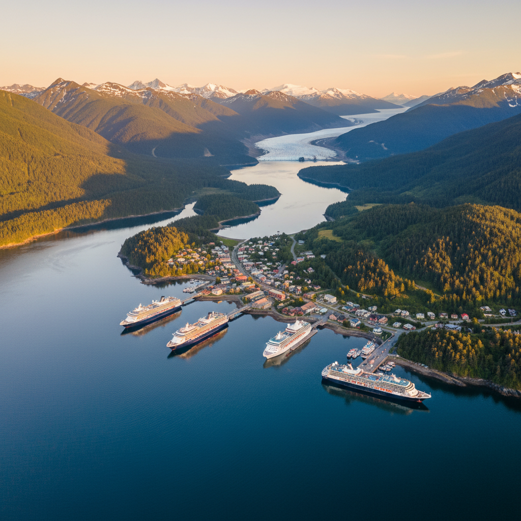 Alaska cruise ports aerial view of the Inside Passage coastline 2026