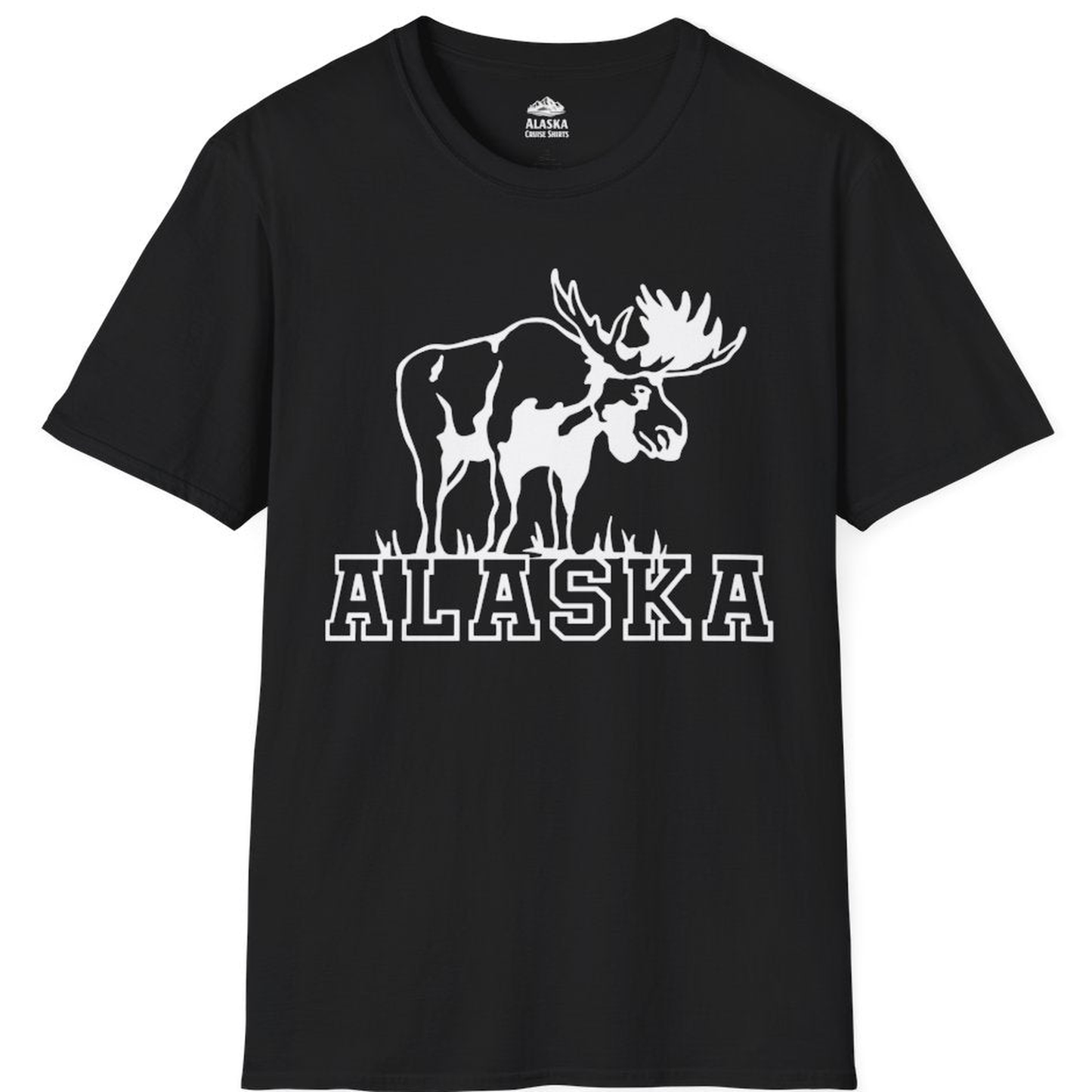 Alaska Moose Silhouette Shirt - Bold Wildlife Graphic Nature Tee – Black – Alaska Cruise Shirts