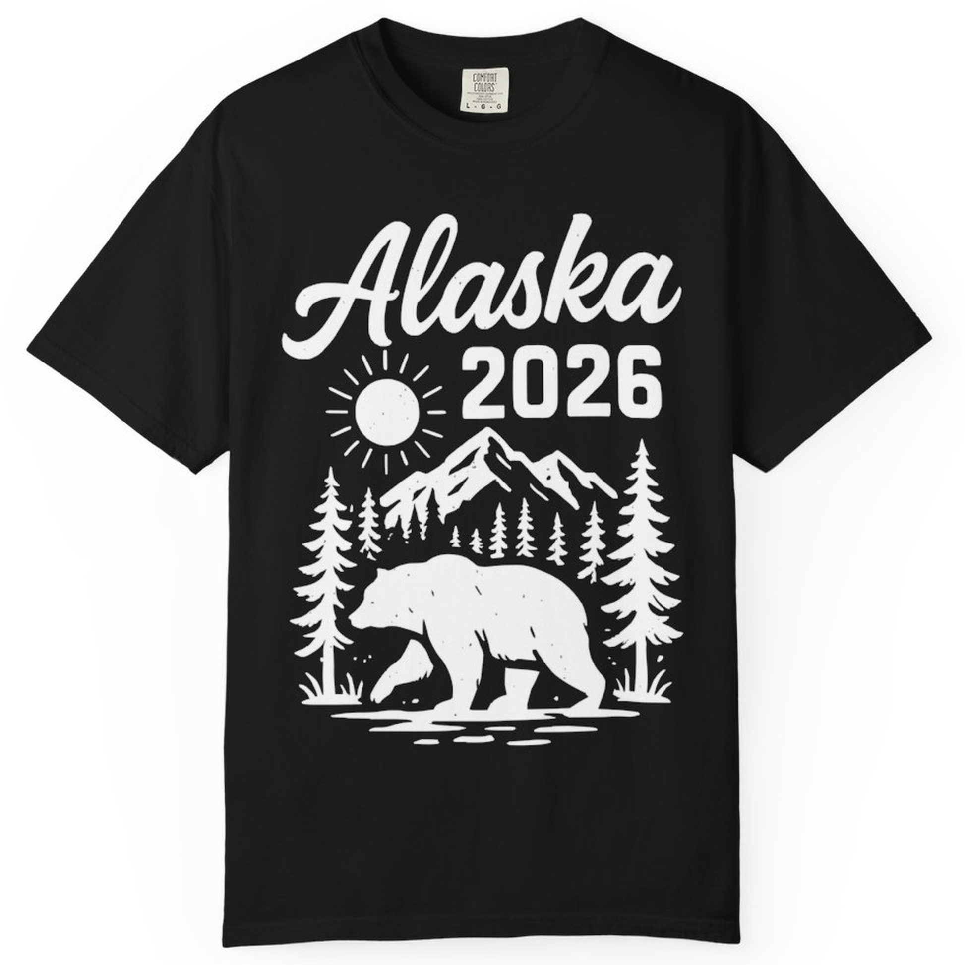 Alaska 2026 Bear and Mountains Nature Adventure Shirt – Black – Alaska Cruise Shirts