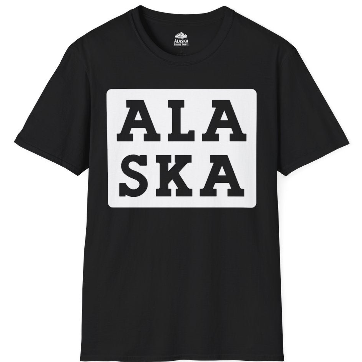 Bold Alaska Block Text Shirt - Minimalist Monochrome Cruise Apparel – Black – Alaska Cruise Shirts