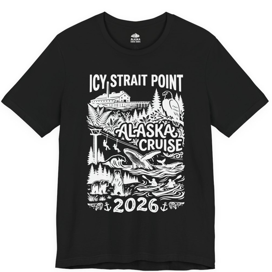 Icy Strait Point Alaska Cruise 2026 Wildlife Adventure Shirt – Black – Alaska Cruise Shirts