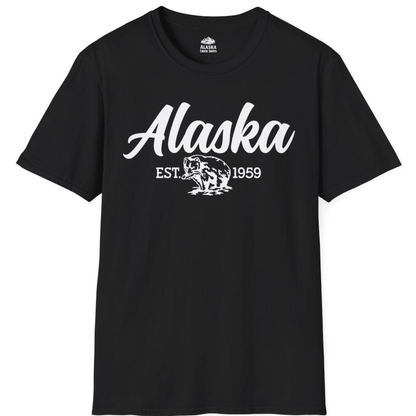 Alaska Bear Est 1959 Vintage Wildlife Graphic Monochrome Shirt – Black – Alaska Cruise Shirts