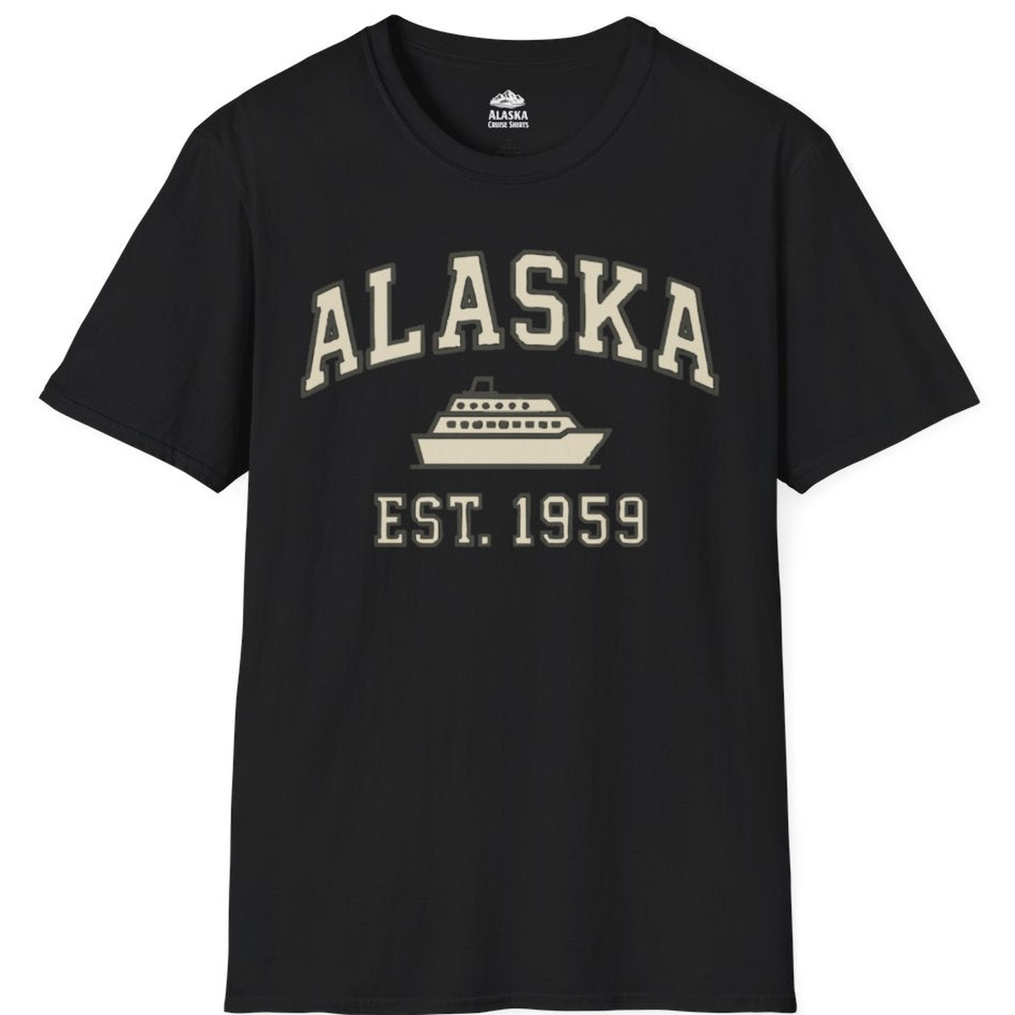 Alaska Cruise Shirt - Vintage Collegiate Ship Est 1959 Nautical Design – Black – Alaska Cruise Shirts