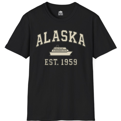 Alaska Cruise Shirt - Vintage Collegiate Ship Est 1959 Nautical Design – Black – Alaska Cruise Shirts