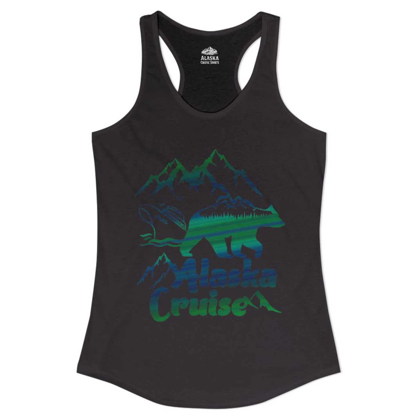 Alaska Cruise Bear Mountains Silhouette Shirt - Wilderness Adventure Tee – Black – Alaska Cruise Shirts