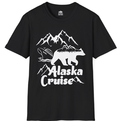 Alaska Cruise Shirt - Bear Mountains and Ship Graphic Adventure Tee – Black – Alaska Cruise Shirts