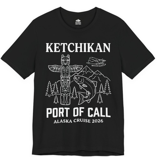 Ketchikan Alaska Cruise Port of Call Totem Wildlife Adventure Shirt – Black – Alaska Cruise Shirts