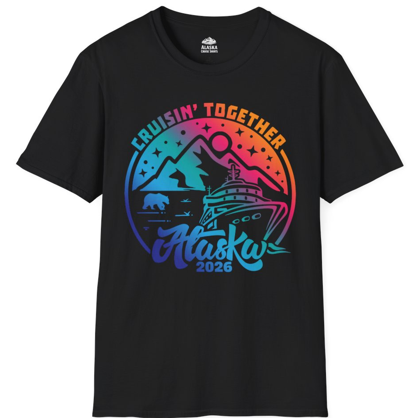 Alaska Cruise Adventure Mountains Wildlife Retro Family Group Shirt 2026 – Black – Alaska Cruise Shirts